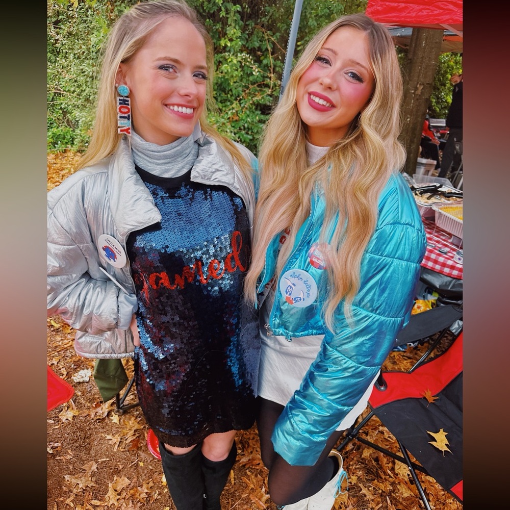 WHY #Gameday Sequin Blue and Red Jersey Dress
